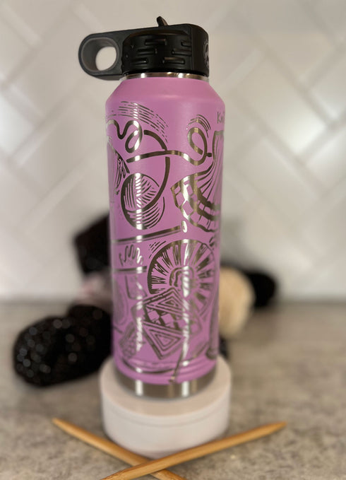 Laser Engraved Knitting Pattern 40 Oz Water Bottle
